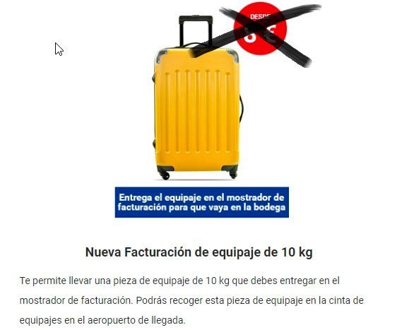 Facturar maleta 10 kg Ryanair